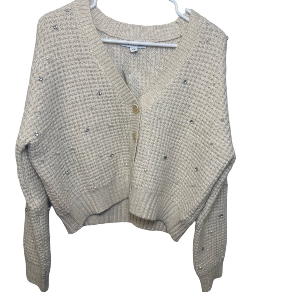 Chunky Knit Cream Cropped Cardigan